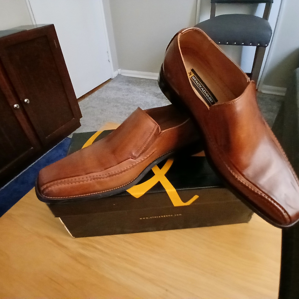 Stacy Adams Brown Leather Loafers Slip-On Formal